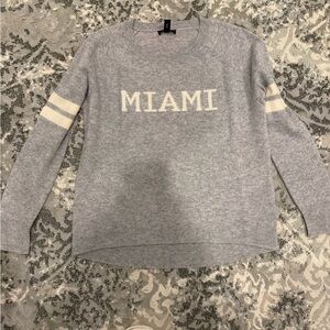 AQUA 100% Cashmere Crewneck Sweater – “Miami” Women’s Size Medium Light Grey